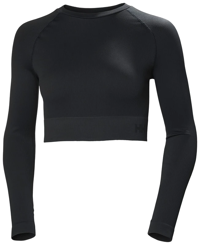 Helly Hansen Women's W Allure Seamless Crop Ls Top Shirt, Black, L