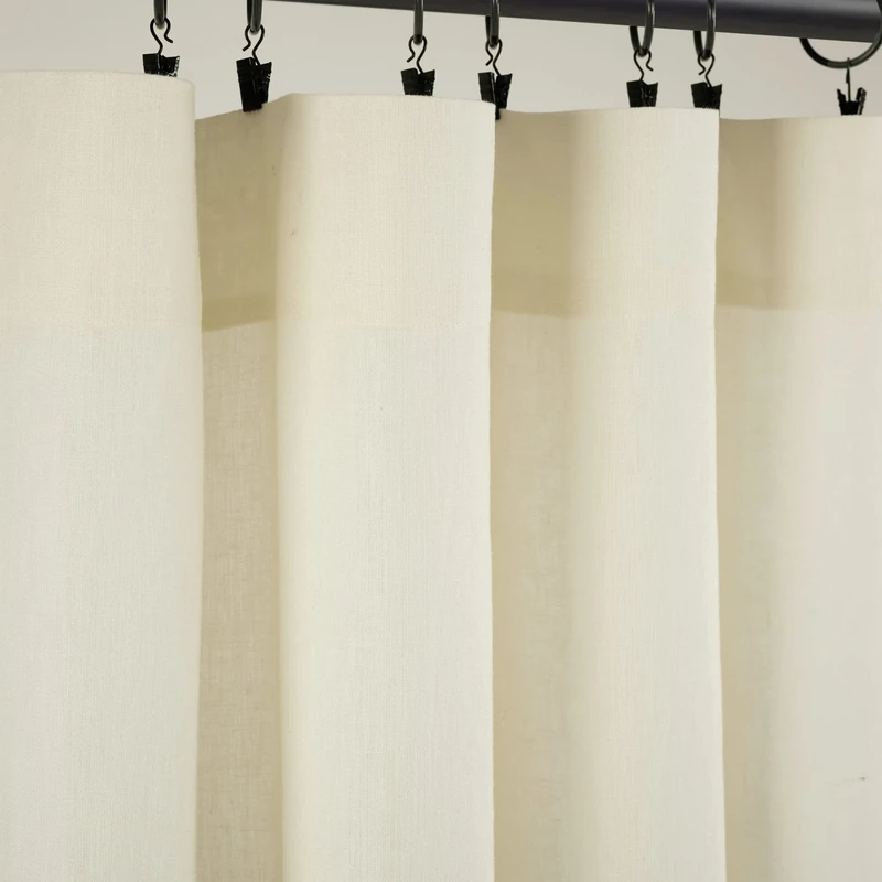 Lush Decor Belgian Flax Prewashed Linen Rich Cotton Blend Window Curtain Panel (Single Panel), 84" L x 50" W, Ivory