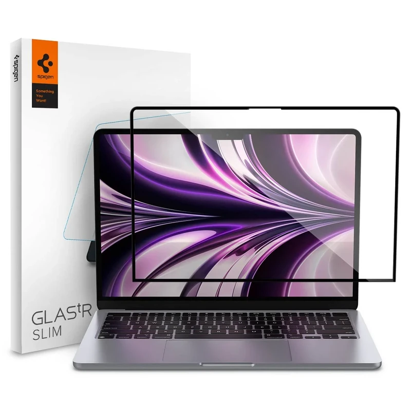 Spigen Glas.tR Slim Full Coverage Tempered Glass Screen Protector for MacBook Air 13 inch (M4 2025 / M3 2024 / M2 2022)