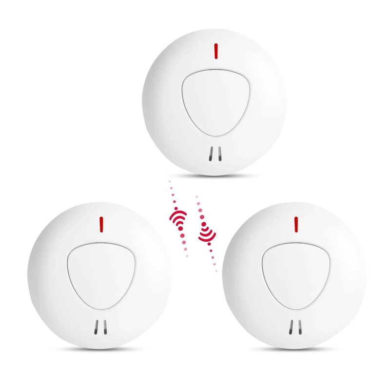 Firexo fxo Interlinked Smoke Alarm for Home&Office (Pack of 3) -Wireless Optical Smoke Detector Alarm with 10 Year Tamper Proof Battery -Can be used with Carbon Monoxide & Heat Alarm (sold separately)