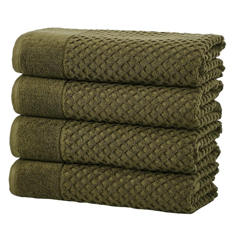 Great Bay Home Bath Towels - 100% Cotton 4 Pack 54x27 Bath Towel Set - Absorbent, Durable, Quick-Dry Towels for Bathroom (Olive)