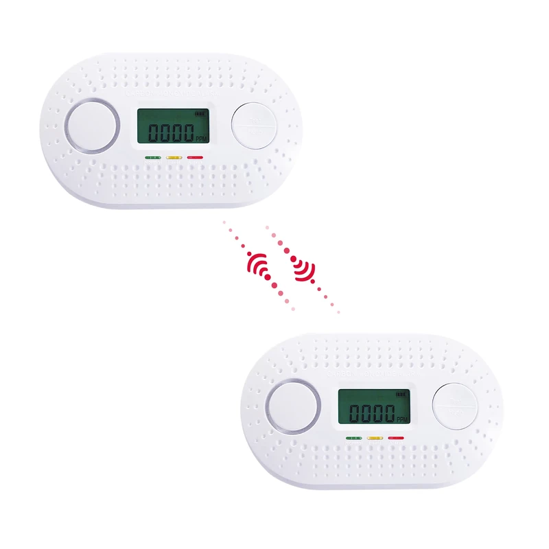 Firexo fxo Interlinked Carbon Monoxide Alarm (Pack of 2)-Wireless CO Detector with 10Year Tamper Proof Battery, LCD Display & Quick Alerts-Can be Interlinked with fxo Smoke&Heat Alarm(sold separately)