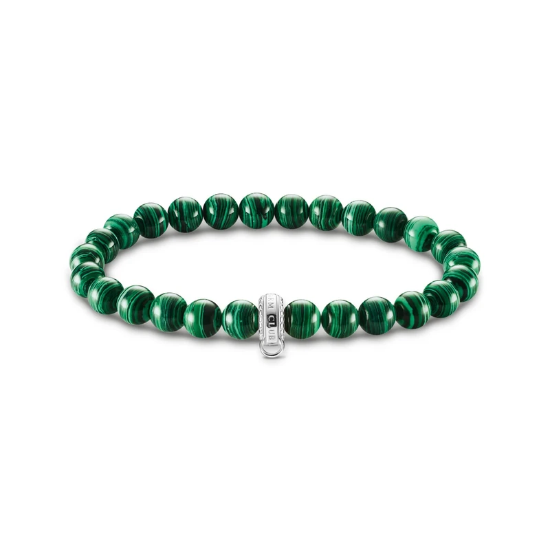 Thomas Sabo charm bracelet green stones 925 sterling silver X0284-475-6-L15