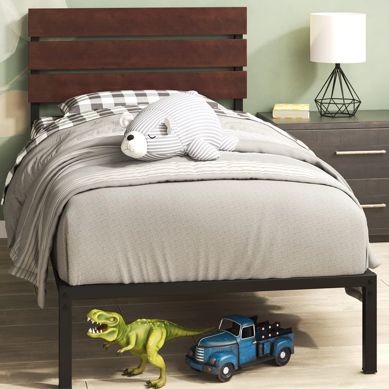 Zinus Figari Bettrahmen aus Bambus und Metall, 31 cm, mit Kopfteil aus Lattenrost