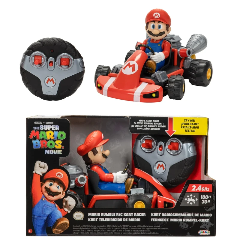 THE SUPER MARIO BROS. MOVIE Nintendo Mario R/C Car With Tail Pipes Light and Rumble Features, Inspired By The Super Mario Movie. The For Kids Aged 3+ - Image 1