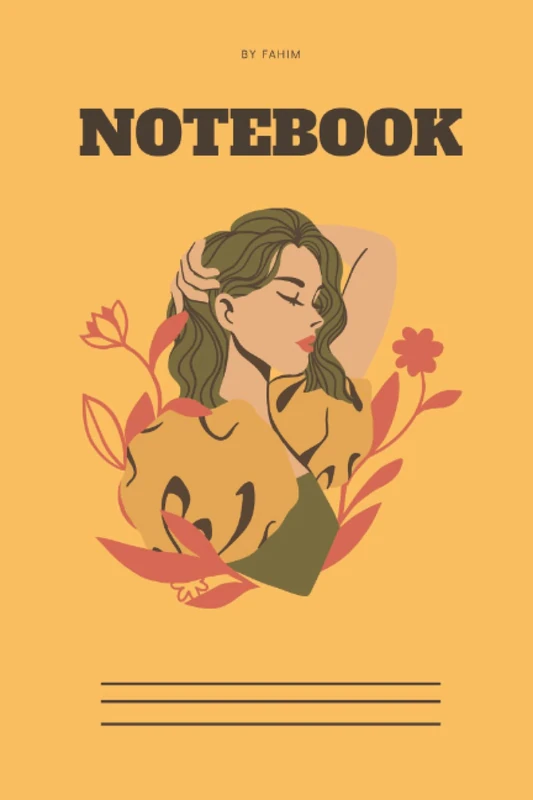 Ruled Notebook - 6" x 9" Inch: Beautiful Animated Girl With Flower In Head