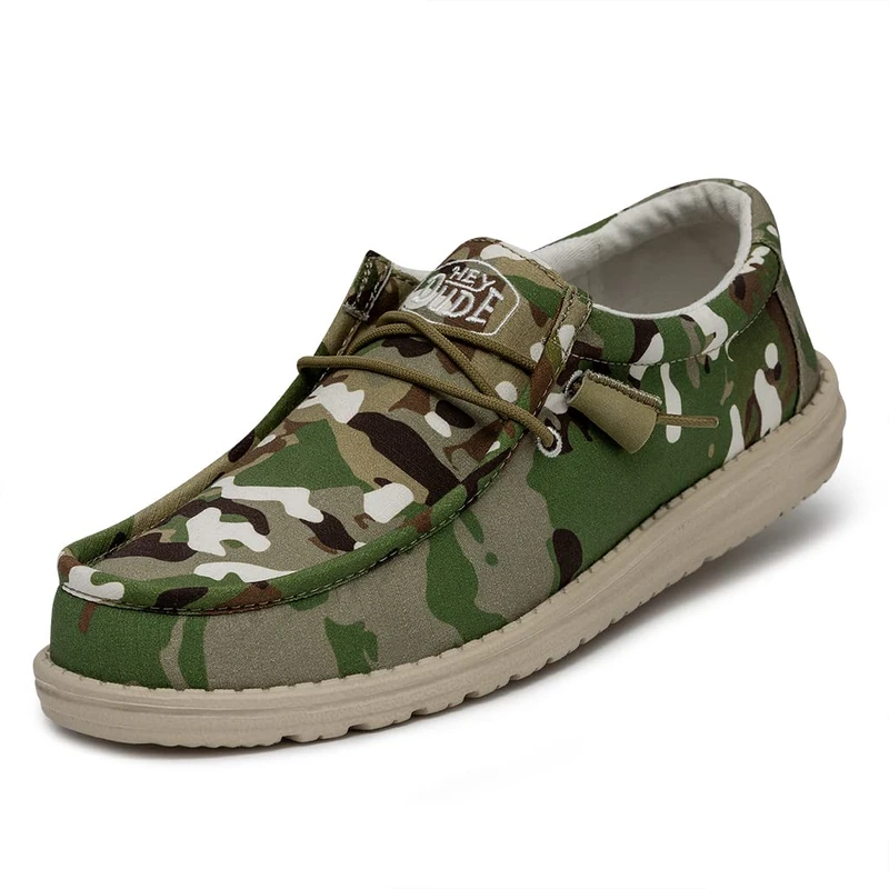 HEYDUDE Men's Wally Camouflage Moc Toe Shoes, Multi camo, 9 UK