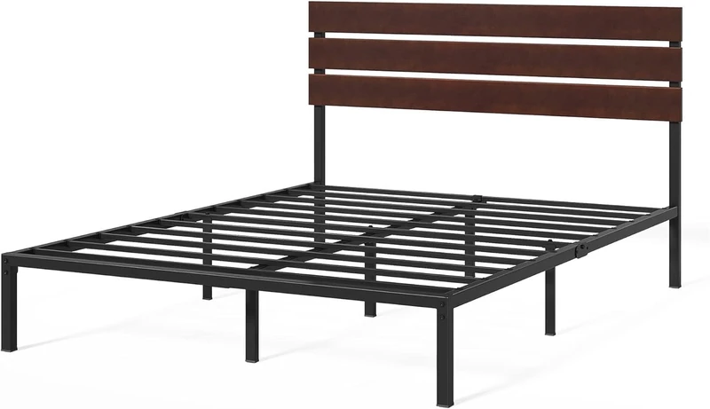 Zinus Figari Durable Bamboo and Metal Platform Bed Frame with Slatted Headboard, 140 x 200 cm | 31 cm High Support for Steel Slats Easy Assembly Beautiful Finish