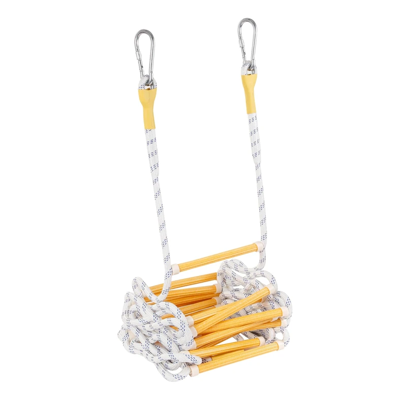 EMEKIAN Emergency Fire Escape Ladder Flame Resistant Safety Extension Rope with 2 Hooks, 2 to 4 Story Homes Reusable Compact Portable External Ladder (4 M / 13 FT) - Image 1