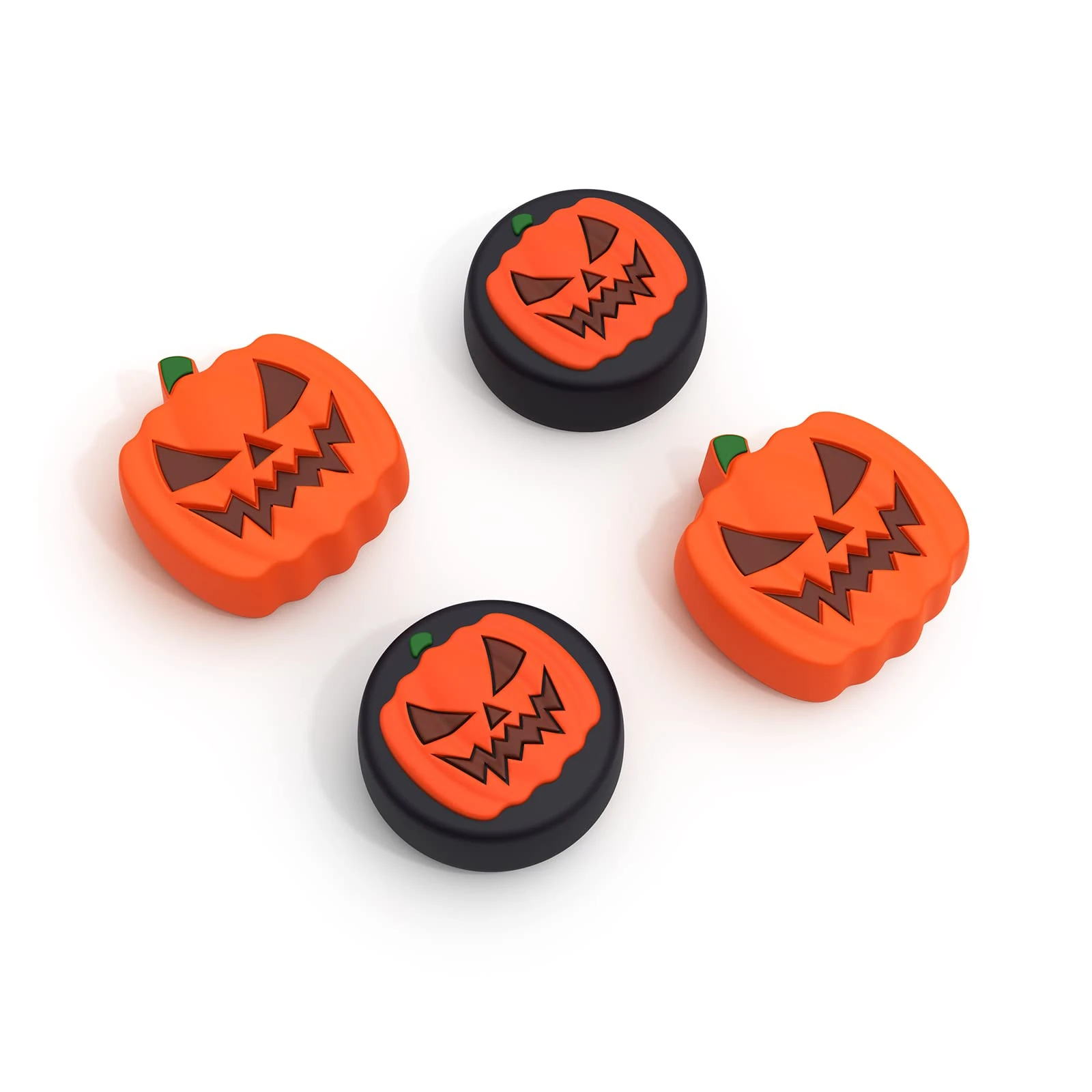 JINGDU Halloween Thumb Grip Caps for Switch Joy-Con, Cute Joystick Covers with 3D Pattern Cover Soft Adorable Silicone Analog 4Pcs Kit for Switch/OLED/Lite, Pumpkin