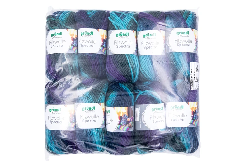 Gründl Spectra Wool Felting Wool Thick Wool for Felting in The Washing Machine Knitting Yarn Soft and Skin-Friendly 100% Virgin Wool 10 Balls 100 g / 100 m Needle Size 8-9 Ocean Multicoloured - Image 1