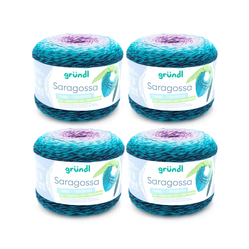 Gründl Saragossa Wool (Soft Gradient 50% Cotton and 50% Polyacrylic, 250 g/1000 m, Needle Size: 3 mm - 4 mm, 4 x 250 g), Winter Magic Colour