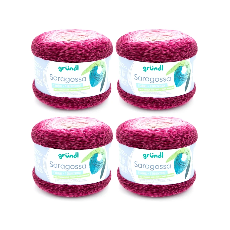 Gründl Wool Saragoza (Soft Gradient Yarn 50% Cotton and 50% Polyacrylic, 250g/1000m, Needle Size: 3mm - 4mm, 4 x 250g) Late Summer Colour