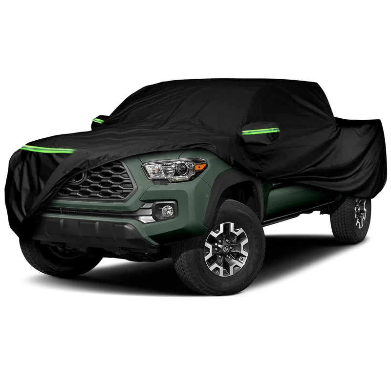 Waterproof Truck Cover Replace for 2005-2024 Toyota Tacoma/Ford Ranger Double Cab 5ft, 6 Layers All Weather Truck Cover with Zipper Door for Snow Rain Dust Hail Protection