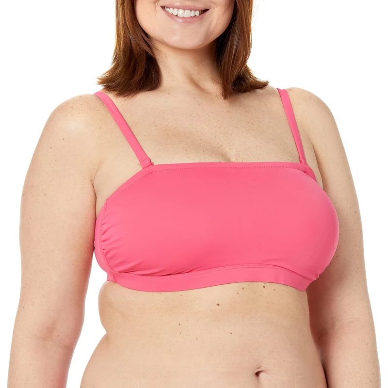 Amazon Essentials Women's Bandeau Swim Top (Available in Plus Size) - Discontinued Colours, Hot Pink, XXL Plus