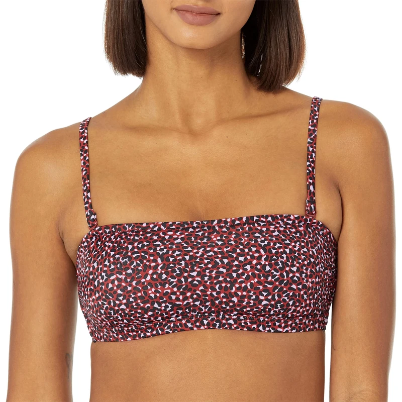Amazon Essentials Women's Bandeau Swim Top (Available in Plus Size) - Discontinued Colours, Brick Red Leopard, 4XL Plus