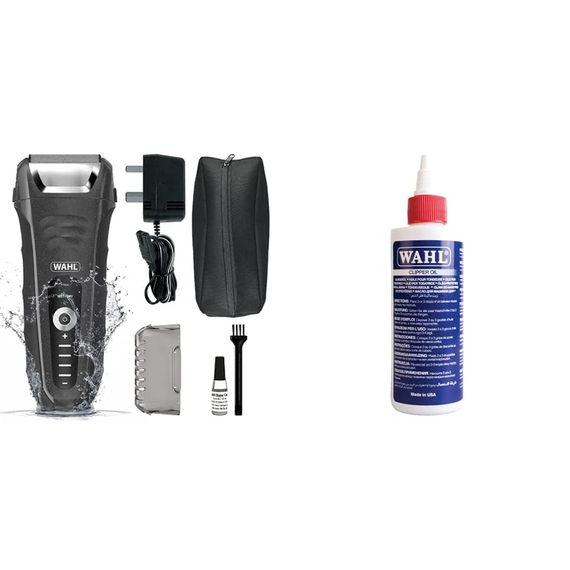 Wahl Lifeproof Foil Shaver with Dual Head Ear and Nose Trimmer, 7061-917 & Clipper Oil, Blade Oil for Hair Clippers, Beard Trimmers and Shavers, Lubricating Oils for Clippers, 250 ml