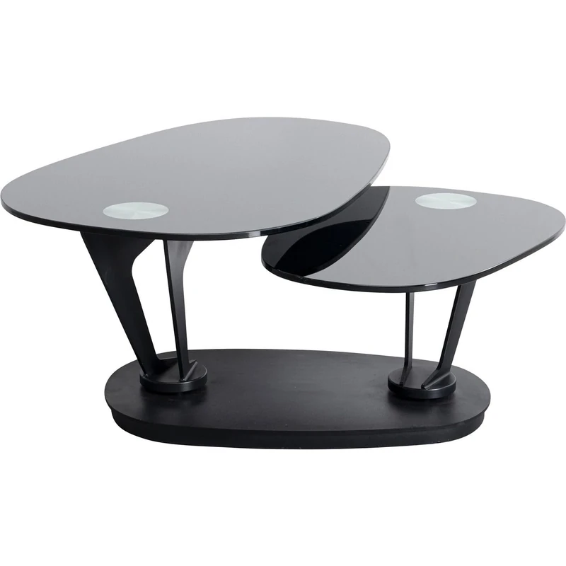 Kare Design Coffee Table Franklin Black, Elegant, Steel, Glass, Rotable, Gift Idea, Sofa Side Table, Round Bedside Table, Home Decor for Living Room, Home Office, 41 x 150 x 60 cm (H/W/D)