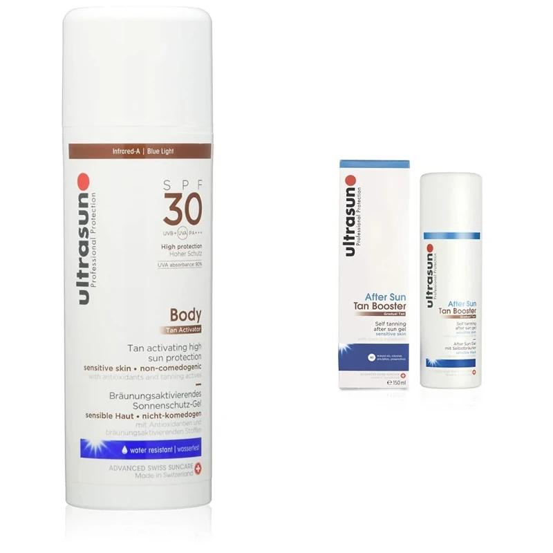 ultrasun SPF30 Tan Activator Body 150ml &, After Sun Tan Booster 150ml, clear/tint