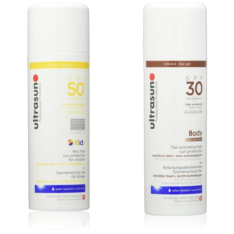 ultrasun, Kids Sunscreen SPF50+, white, Unscented, 150 millilitre & SPF30 Tan Activator Body 150ml