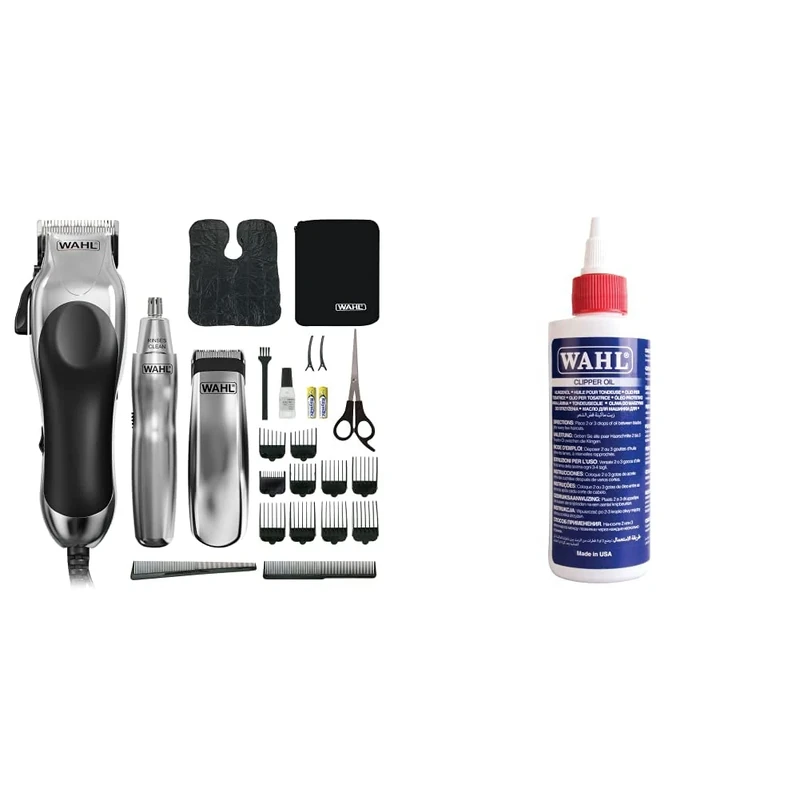 WAHL 3-in-1 Chrome Pro Deluxe Head Shaver & Nose Hair Trimmer for Men, Clipper Oil, 250 ml