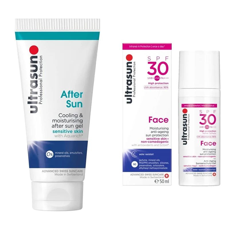 ultrasun Aftersun 100 ml & Face Anti-Ageing Sun Protection SPF30, 50 ml
