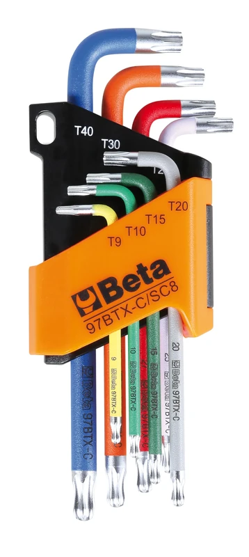 BETA 97BTX-C/SC8 Set of 8 Coloured Bent Male Spanners with a Ball End for Torx® Screws