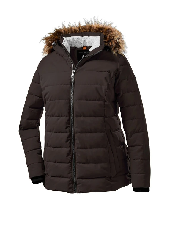 STOY WMN Quilted JCKT E 36404-000 Women's Jacket in Down Look/Quilted Jacket with Zip-Off Hood Black Size 46