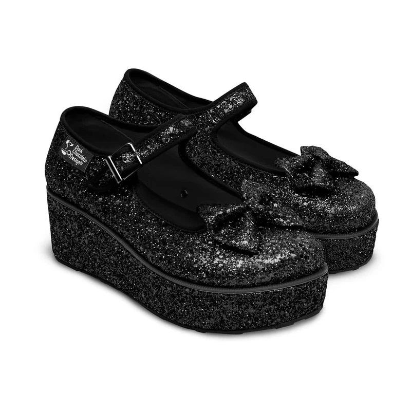 Hot Chocolate Design Chocolaticas Black Glitter Women's Mary Jane Platform Multicoloured HCD 37