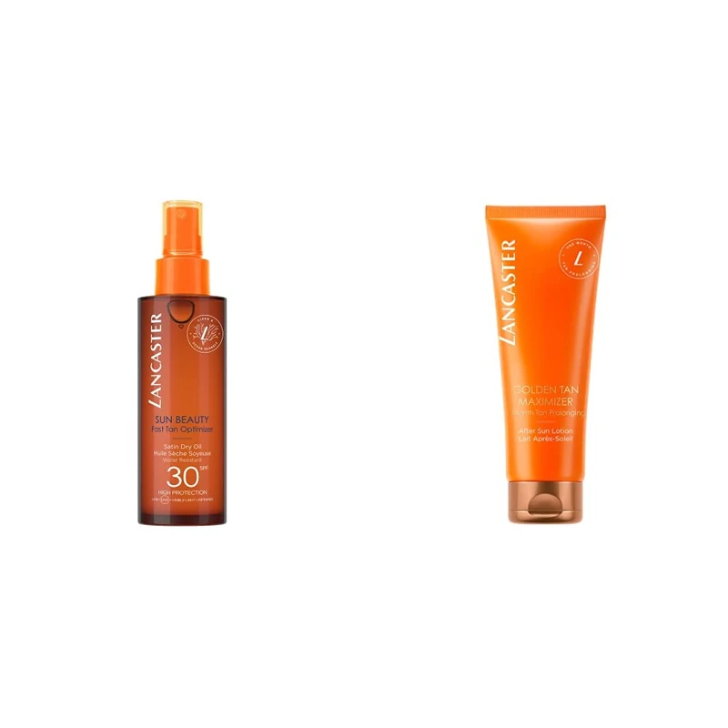 Lancaster Sun Beauty Fast Tan Optimizer Satin Dry Oil SPF30, 150ml & Golden Tan Maximizer After Sun Lotion, 250 ml