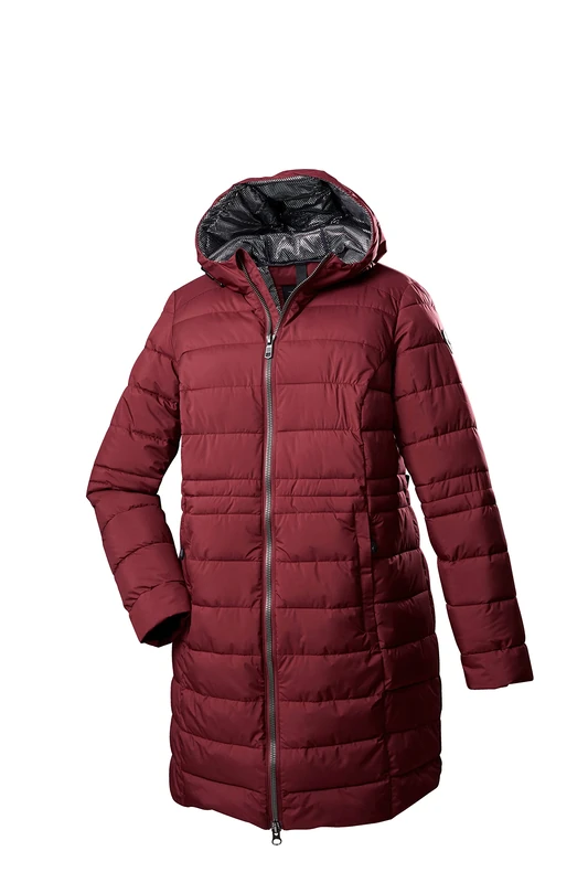 STOY Women's STW 12 Wmn Qltd Prk Down Look Parka with Hood, Burgundy, 46 (EU)