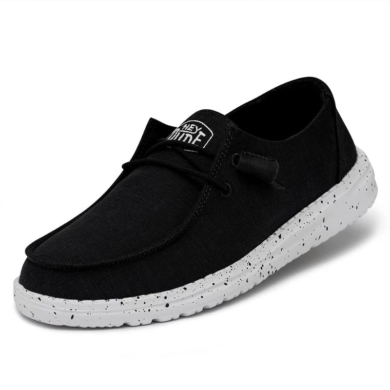 HEYDUDE Women's Wendy Slub Canvas Moc Toe Shoes, Navy, 8 UK