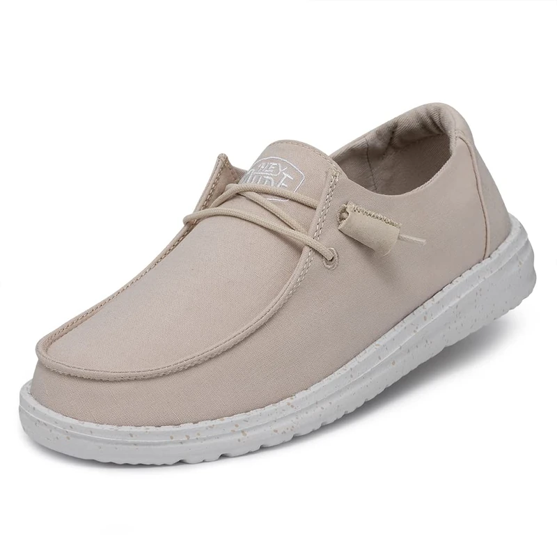 Hey Dude Wendy Slub Canvas Trainers Bianco da Donna 40063-100, Natural, 9 UK