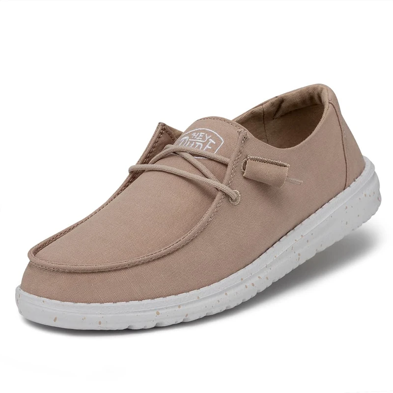 Hey Dude Wendy Slub Canvas Trainers Bianco da Donna 40063-100, tan, 8.5 UK