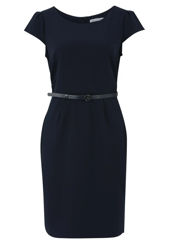 Betty & Co Women's Sheath Dress with Belt, Blue, 18