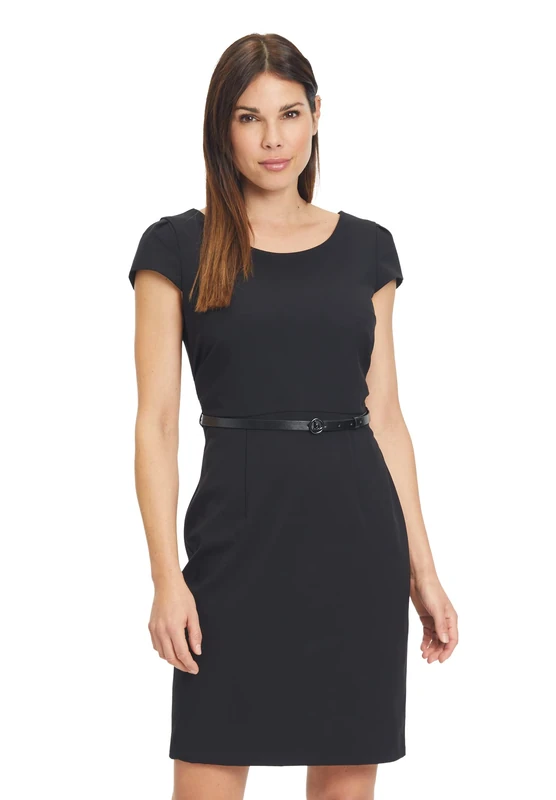 Betty & Co Women's Sheath Dress with Belt, Black, 18