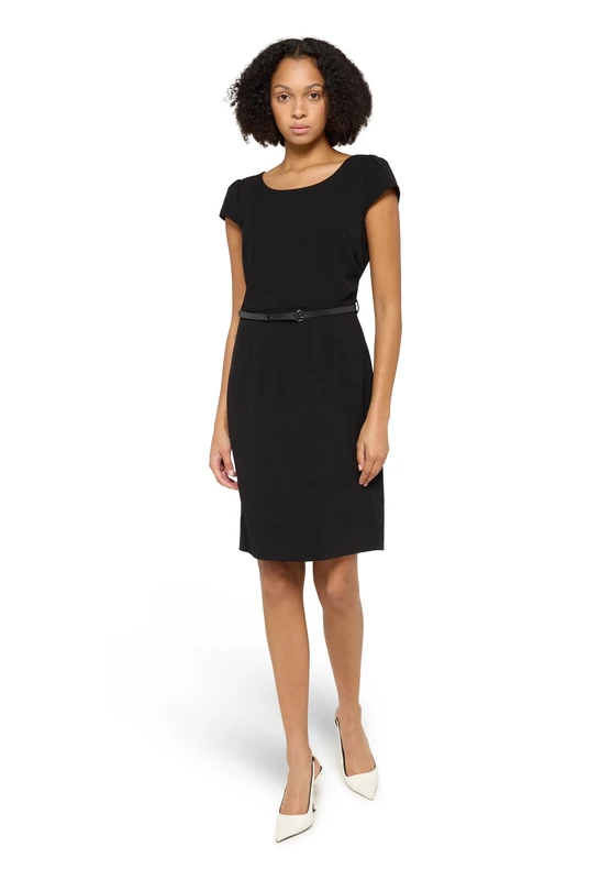 Betty & Co Women's Sheath Dress with Belt, Black, 10