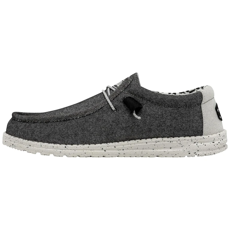 HEYDUDE - Men's Wally Stretch Canvas Wally Slip-On Shoes, Opal Black, 12 UK