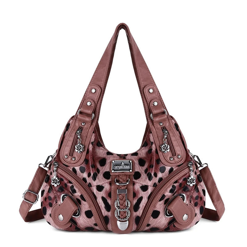 Angel Kiss Hobo Purses and handbags for Women Satchel Handbag Women Purses Large Daily Shoulder Bags, Leopard Pink