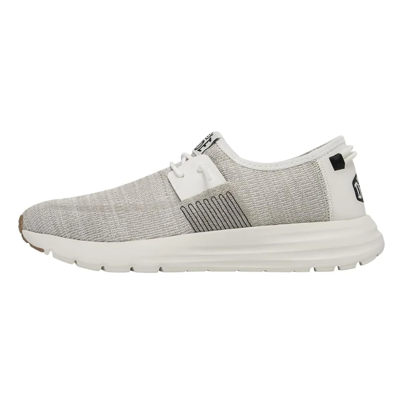 HEYDUDE - Men's Sirocco Sneaker Shoe - Trainers with Easy-on Lace System, White, 12 UK