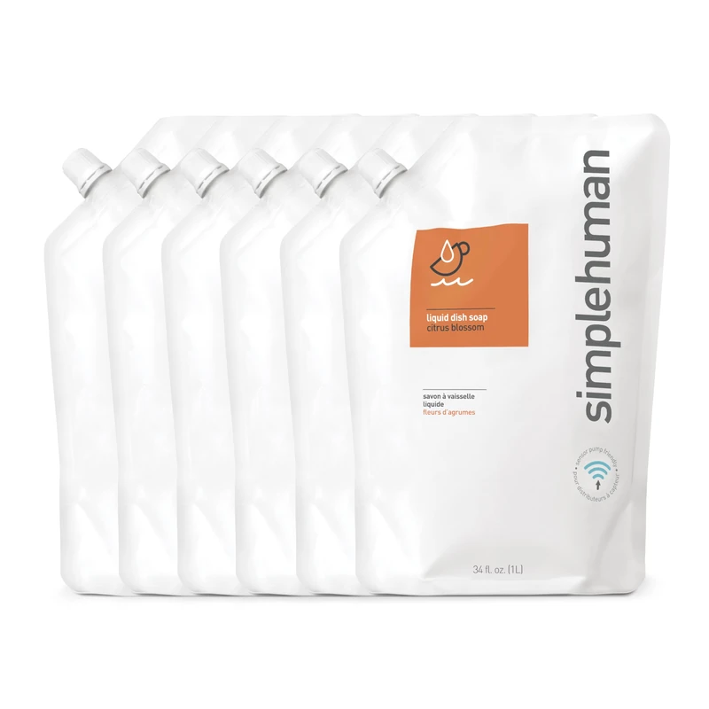simplehuman 6 x 1L Citrus Blossom Washing Up Liquid Dish Soap