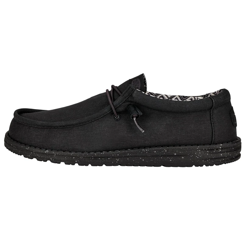 HEYDUDE Men's Wally Stretch Canvas Moccasin, Black, EU 48, Black, 13.5 UK