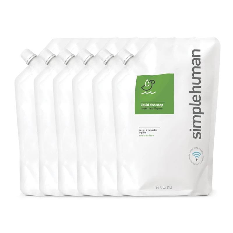 simplehuman 6 x 1L Rosemary Thyme Washing Up Liquid Dish Soap