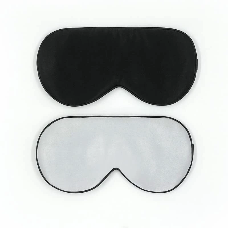 townssilk 2 pcs 100% Silk Sleep mask with Adjustable Strap,Comfortable and Super Soft Eye mask Including 1 pc Balck and 1 pc Silver