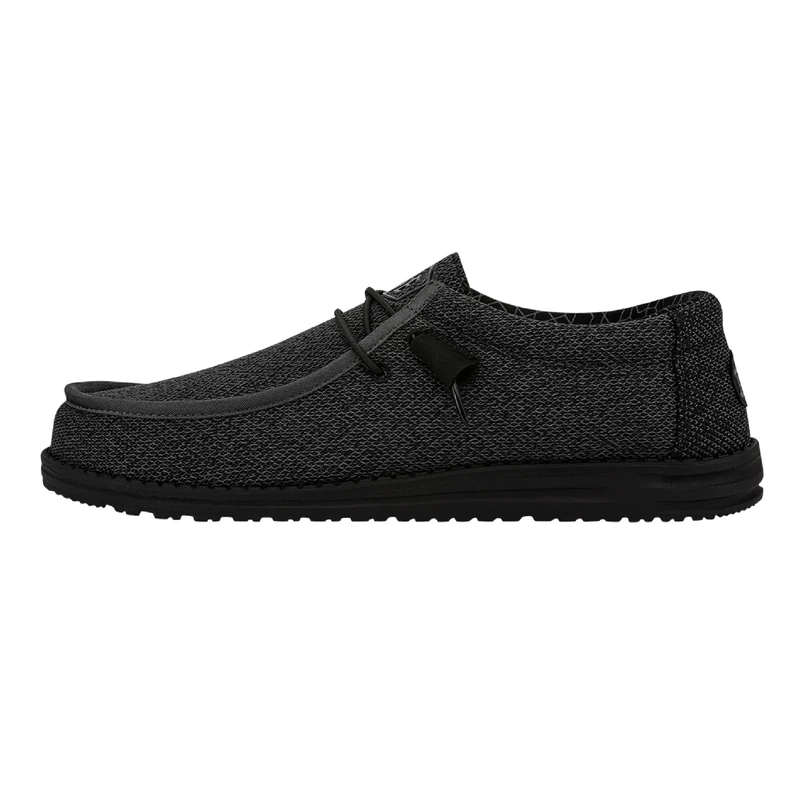 HEYDUDE - Men's Wally Sox Slip-On Shoes, Micro Total Black, 13 UK