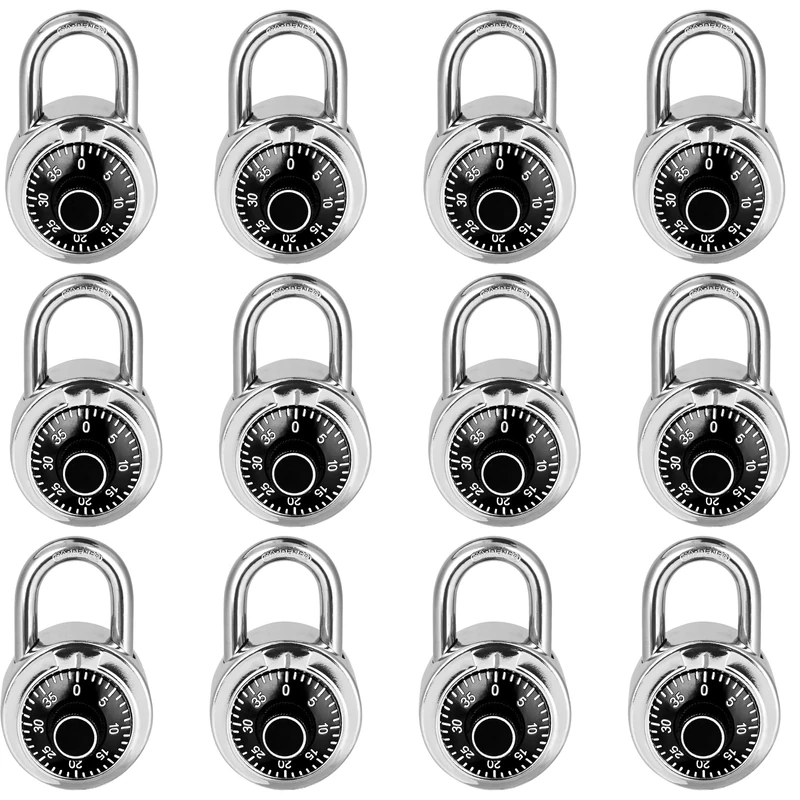 LQYN Standard Dial Combination Lock, Black Turnplate 2 in. Wide; Fixed Three Digital Combination; Pack of 12; Lock for Gym & Sports Locker, Fence, Toolbox, Gate, Case, Hasp Storage - Image 1