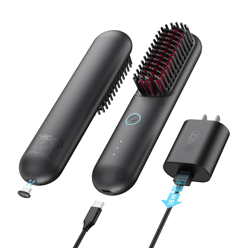 TYMO Porta Mini Cordless Hair Straightener Brush, Portable Comb With USB Rechargeable Feature, Negative Ion for Women, Anti-Scald & Auto-Off