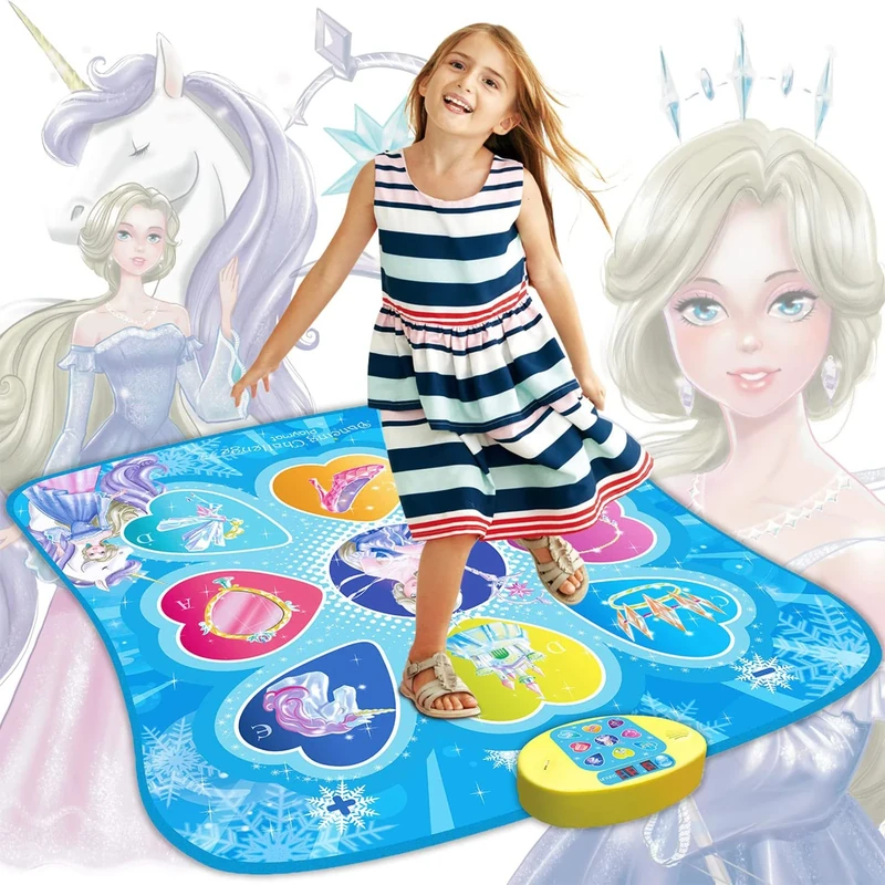 Sunlin Dance Mat, Gifts Toys for Girls 3 4 5 6 7 8 Years Old, Frozen Unicorn Theme Toys, Dance Pad with 7 Game Modes, 5 Challenge Levels, 9 Built-in Music, Birthday Gifts for Kids Ages 3-12