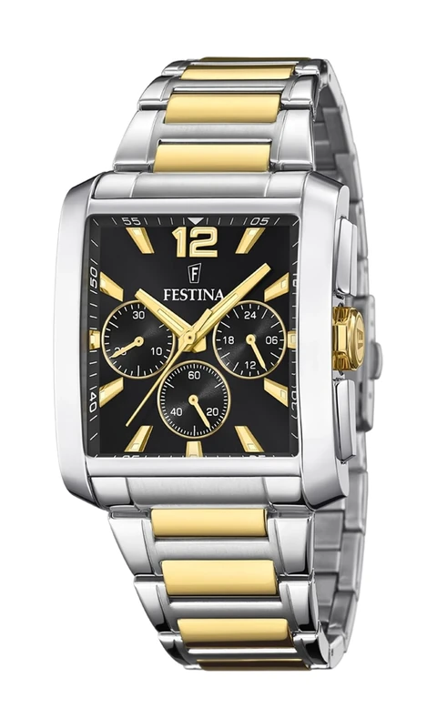 Festina F20637/4 Men's Analogue Quartz Watch with Stainless Steel Strap, Silver/Gold/Black