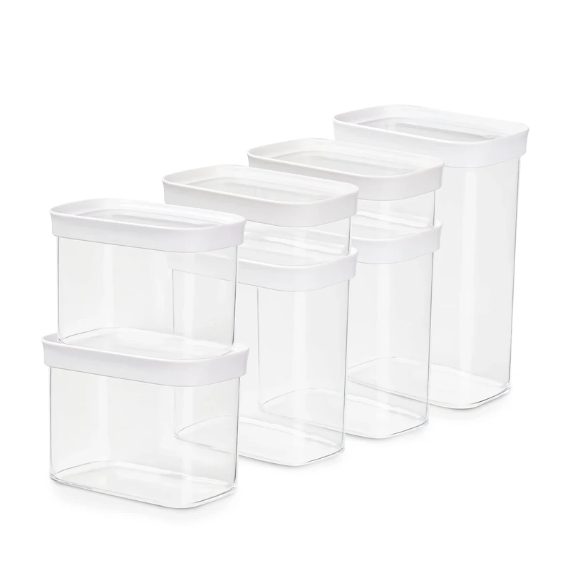 Emsa N11429 Optima 7-Piece Dry Storage Container Set, 2 x 0.45/2 x 1/2 x 1.6/2.2 Litres, Rectangular, 100% Safe/Hygienic/Harmless, Fresh Seal, BPA-Free, Transparent Design